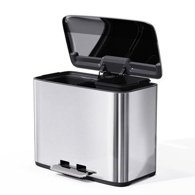 comprar Pedal de aço inoxidável prateado passo aberta lata de lixo para escritório doméstico Fabricação em linha