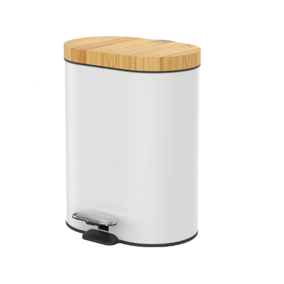 comprar Casa 6L tampa de bambu pedais de pedais lata de lixo forma oval tipo de cobertura de rolamento Fabricação em linha