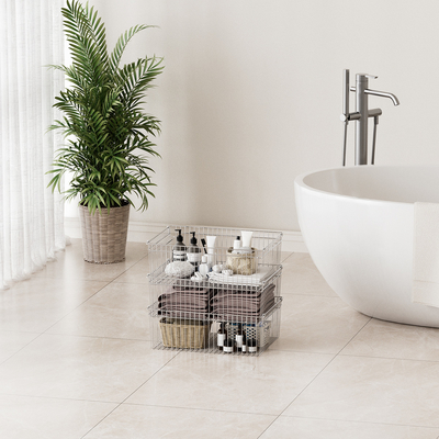 comprar Empilhável de aço inoxidável de arame Corrida organizador doméstico 510x370x240mm Fabricação em linha