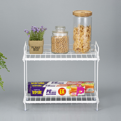 comprar 2 camadas organizador doméstico cesta de arame com armazenamento de especiarias rack não dobrável Fabricação em linha