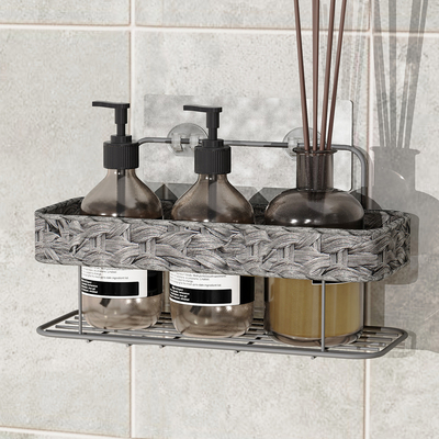 comprar Sem perfuração Solução de armazenamento de banheiro montado na parede Cesto tecido de fio de ferro Fabricação em linha