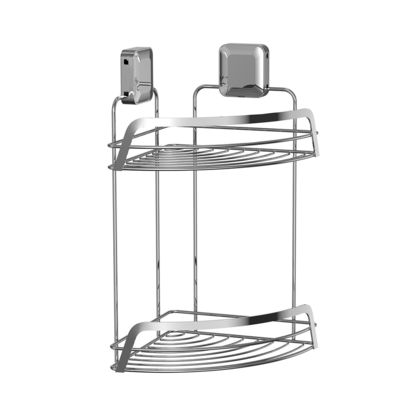 comprar Banheiro Organizador Sucção de Copo Ferro fio de esquina Rack de aço inoxidável chuveiro Caddy 2 níveis Fabricação em linha