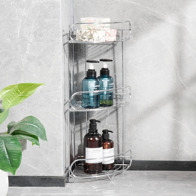 comprar 3 níveis de aço inoxidável banheiro rack chuveiro Caddy organizador com estilo de design moderno Fabricação em linha
