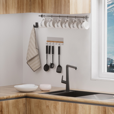comprar Economia de espaço utensílios de cozinha ganchos sem perfurar porta-paredes montados para organização Fabricação em linha