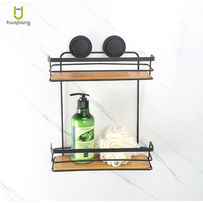 comprar Balcão de chuveiro de banheiro de bambu preto com sucção de fecho fácil Fabricação em linha