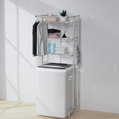 comprar Prateleira de lavanderia de 2/3 de camada expandível sobre máquina de lavar roupa Prateleira de armazenamento Prateleira de poupança de espaço Unidades de prateleira com vara Fabricação em linha