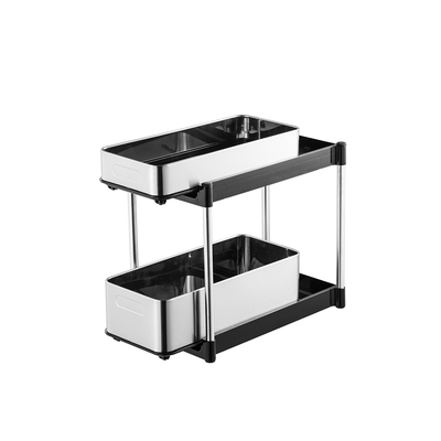 comprar embaixo da pia Cadeia de armazenamento de cozinha Clutter-Free 2 Tiers Cadeia de cozinha de aço inoxidável Fabricação em linha