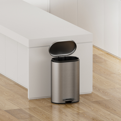 comprar Elegante depósito de pedal de 50 litros com função de fechamento suave e lixeira redonda de aço inoxidável Fabricação em linha