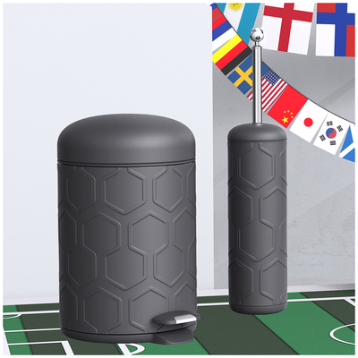comprar Suporte de Seleção de Férias Lixeira de Banho de Aço Inoxidável Com Mini Pedal E Escova de Toalha Série de Futebol Fabricação em linha