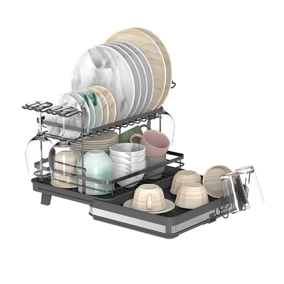 comprar Piso Tipo 2 Níveis Grande Capacidade dobrável Multifuncional Repositório de pratos dobrável Repositório de pratos Drainer Tabela para prato e tigela Fabricação em linha
