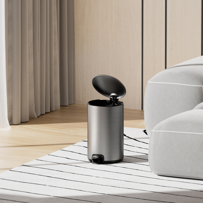 comprar Caixote de lixo com pedal de tampa fina de aço inoxidável com tampa rolante suave e fechada Tipo 20L Caixote de lixo doméstico de cozinha Fabricação em linha