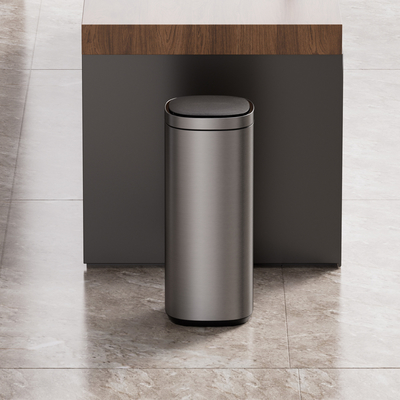 comprar 50L Grande Capacidade Sensor Inteligente de Aço Inoxidável Bin Tipo de cobertura sustentável e rolante para eliminação conveniente de resíduos Fabricação em linha