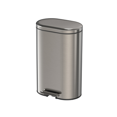 comprar Resíduo de lixo de aço inoxidável rectangular porta de lixo Pedal de pé Capacitação grande rolante Cobertura Lixeira de lixo para casa Banheiro Cozinha Lixeira Fabricação em linha