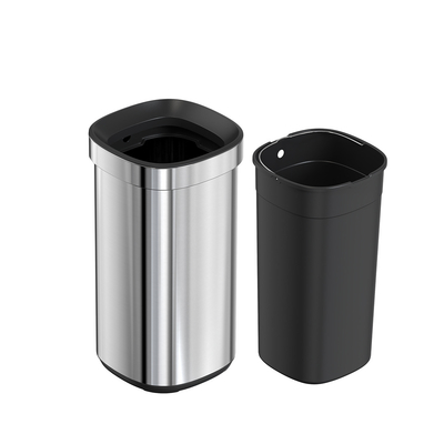 comprar Série de wormhole de aço inoxidável caixa de lixo rectangular SS sem tampa caixa de lixo lata de lixo logotipo do cliente Fabricação em linha