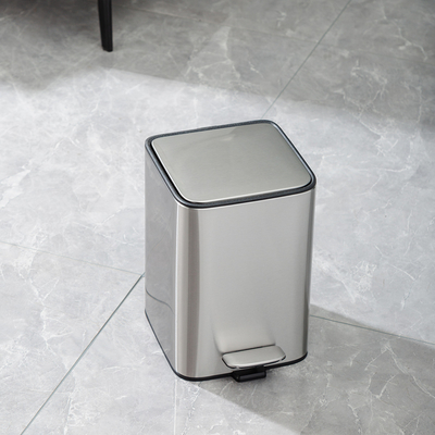 comprar Sustentável Prata de aço inoxidável Retangular Defender Série Lixeira Lixeira Lixeira de lixo com suave fechamento do banheiro Pedal Lixeira Fabricação em linha