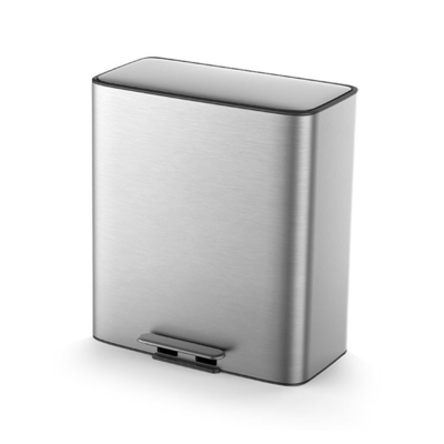 comprar Estrutura Pedal de pé 28L*2 aço inoxidável suave fechado caixa de lixo quadrado para gestão de resíduos na sala de estar e escritório Fabricação em linha