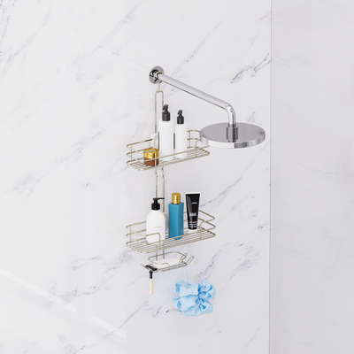 comprar Ajustável Duche Caddy Pendente Banheiro Duche Cabeça Rack Organizador Duche Prateleira para dentro Duche Sem Racks de perfuração Fabricação em linha