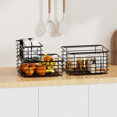 comprar Cestas de armazenamento doméstico para casa armário despensa armário de cozinha geladeira maquiagem de frutas cesto de fio metálico Fabricação em linha