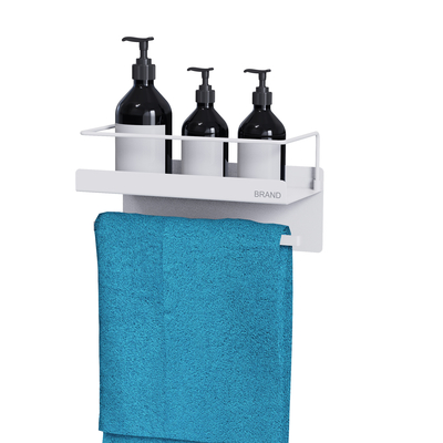comprar Estante de chuveiro com suporte de toalha sem perfuração Atração magnética Organizador de banheiro Montado na parede Caddy de chuveiro Fabricação em linha