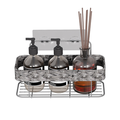 comprar Não perfurar Mural montado banheiro de armazenamento rack madeira cesto fio de ferro organizador PS caixa chuveiro caddy Fabricação em linha
