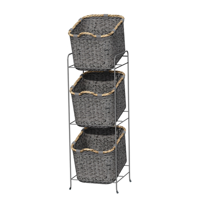 comprar 3 níveis de banheiro de armazenamento de estante livre rack madeira cesto de ferro fio organizador duche caddy Fabricação em linha
