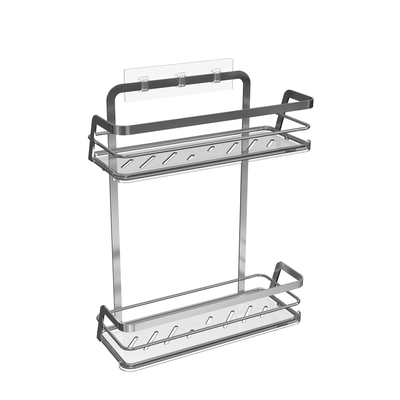 comprar Elegante Metal doméstico Banheiro Organizador de Sucção Copo Ferro Wire Rack Aço inoxidável Sem perfuração Mural Montado Duche Caddy Fabricação em linha