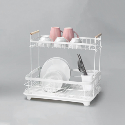 comprar Rack de secagem de pratos removível de duas camadas com suporte de talheres separado Fabricação em linha