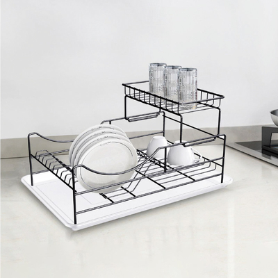 comprar 2 Tiers Household Metal Kitchen Disco Secador Rack Ferro Disco Drainer Rack Organizador Fabricação em linha