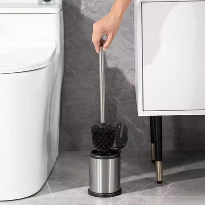 comprar Escova de banheiro de aço inoxidável econômica com suporte aberto automático fácil e filamento de escova de PP antibacteriano Fabricação em linha