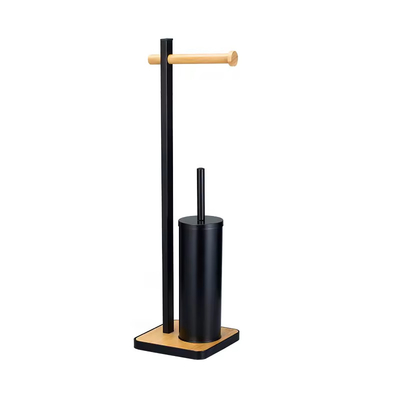comprar 21*18*67cm Multifuncional Matt Branco Toilet Roll Holder Stand E Bamboo Toilet Brush Set Com Design Moderno Para Você Fabricação em linha