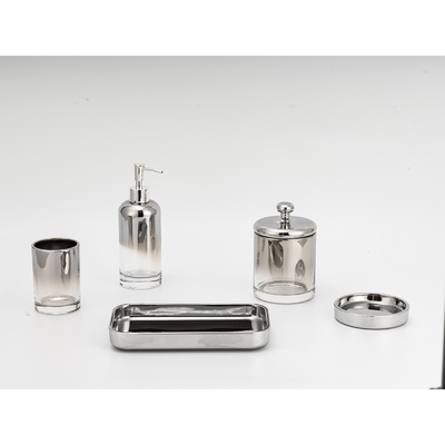 comprar Cor prateada Dispensador de sabão de vidro elegante Dispensador de espuma Borracha de dentes Porta Acessórios de casa de banho Fabricação em linha