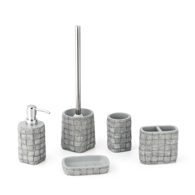 comprar Acessórios de banheiro de poliresina Conjunto Dispensador de espuma Dispensador de sabão Escova de dentes Porta-sabão Fabricação em linha