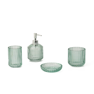 comprar Faixa vertical Estilo Dispensador de espuma de sabão de vidro Borracha de dentes Portador Acessórios de banheiro Conjunto Fabricação em linha