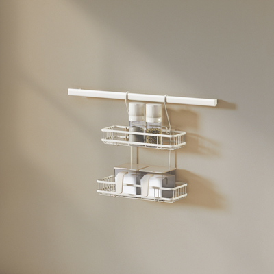 comprar 2 níveis de cozinha branco Cesto de armazenamento Tipo de parede para organizador durável e conveniente Fabricação em linha