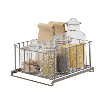 comprar Cesto de armazenamento de fio metálico empilhável sustentável e multifuncional sob organizador de lavatório Cesto de armazenamento deslizante Fabricação em linha