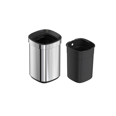 comprar 8L / 12L / 20L / 30L De aço inoxidável balde de armazenamento doméstico SS Lixeira retangular sem tampa Lixeira superior aberta para escritório Fabricação em linha