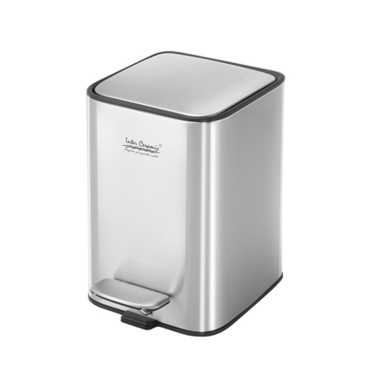 comprar Barril de lixo rectangular fechado suave 18L Capacidade de aço inoxidável Pedal de prata Fabricação em linha