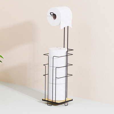 Banheiro Metal Vertical Standing Toilet Tissue Paper Roll Prateleira de armazenamento 14,5*14,5*68cm
