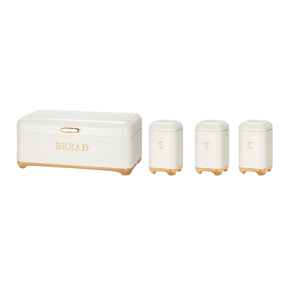 Crown Series Metal Bread Bin Set Caixa de chá Caixa de café Caixa de cozinha Armazenamento de pão recipientes Organizador de cozinha Caixa com ferro metal