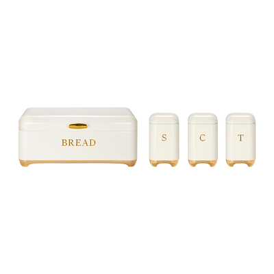 Série Crown Metal Bread Bin Set Caixa de chá Caixa de café Caixa de cozinha Armazenamento de pão recipientes organizador de cozinha Caixa