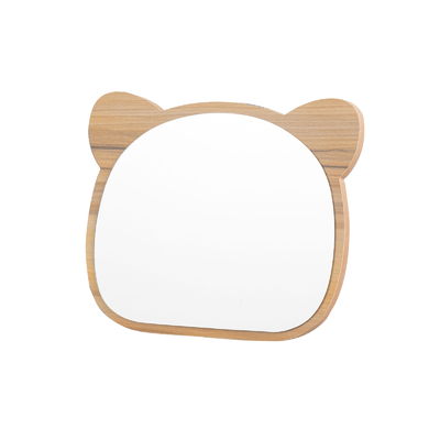 Espelho de maquiagem de balcão de madeira em forma de panda para decoração residencial